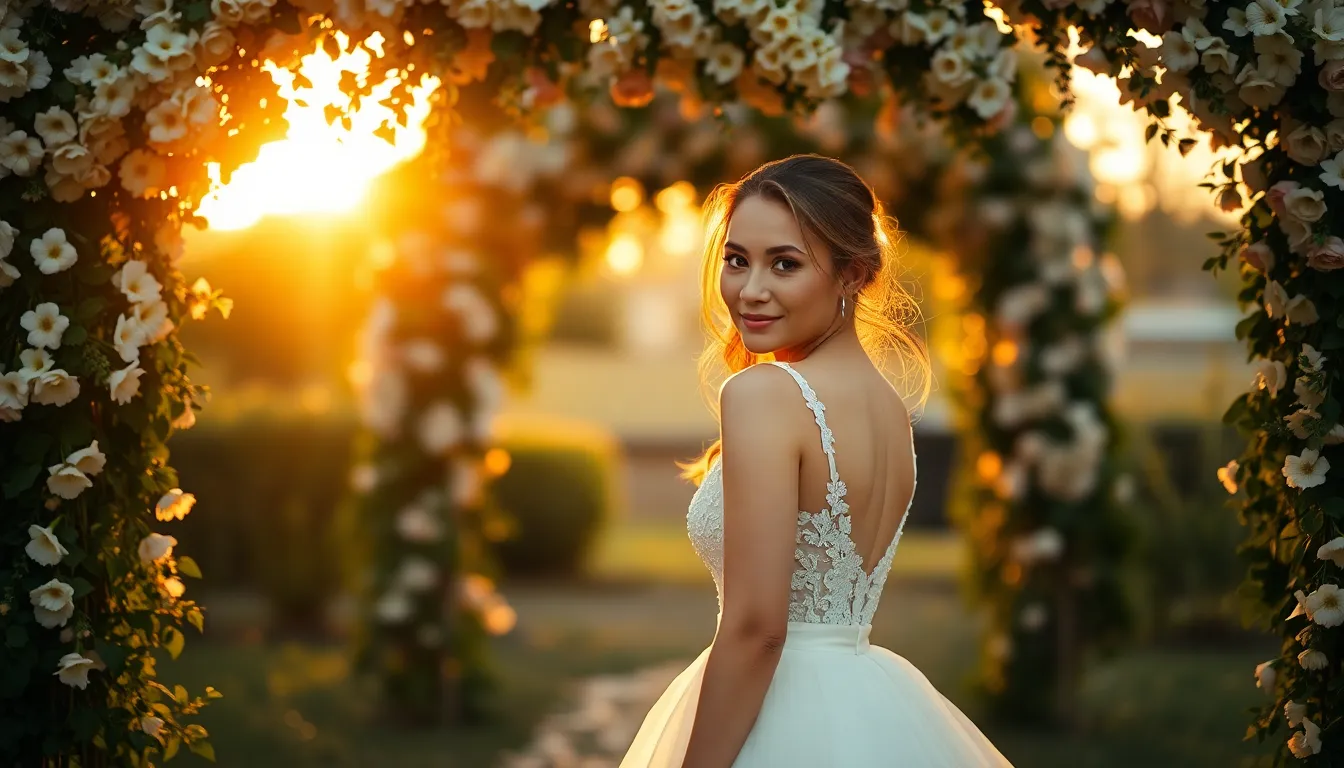 Bridal Portrait Under Floral Arch