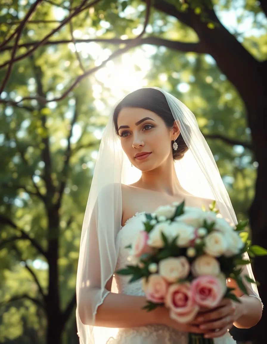 Bride in Nature with Dreamy Veil