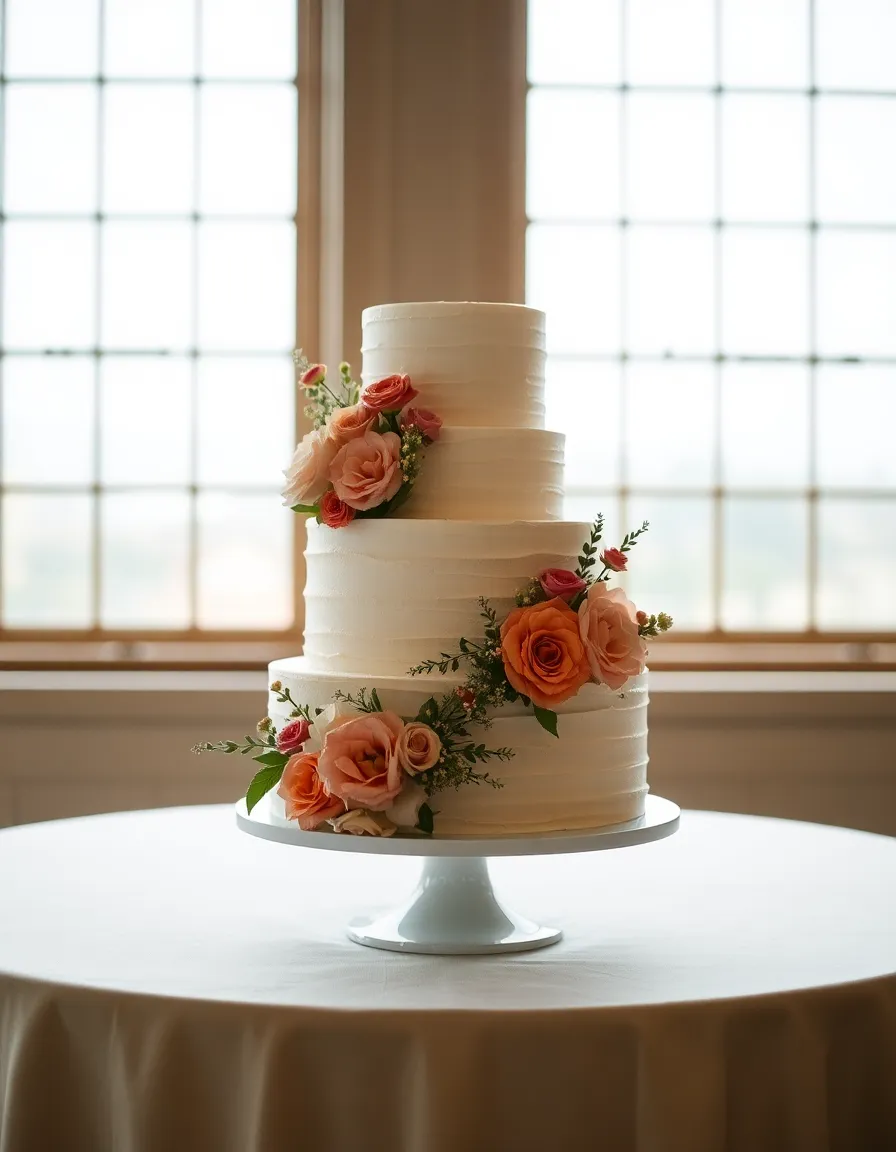 Elegant Wedding Cake with Floral Accents