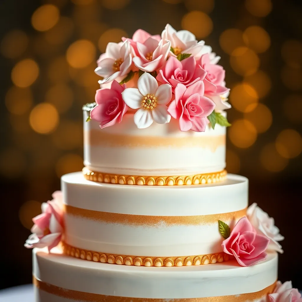 Exquisite Wedding Cake with Sugar Flowers