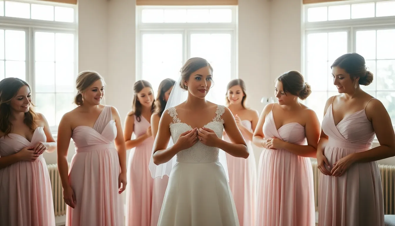 Bridal Party Preparing for Wedding Ceremony