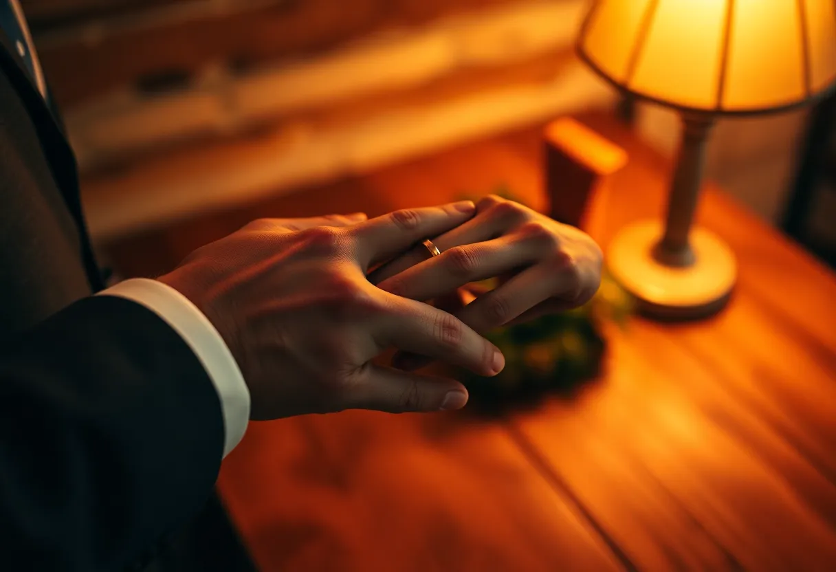 This heartwarming photograph captures a bride and groom sharing a private laugh in a beautifully decorated indoor setting. Surrounded by lush greenery and twinkling fairy lights, the warm light enhances the atmosphere of love and intimacy. The focus on their joyous expressions creates a memorable moment, perfect for wedding albums and celebrations.