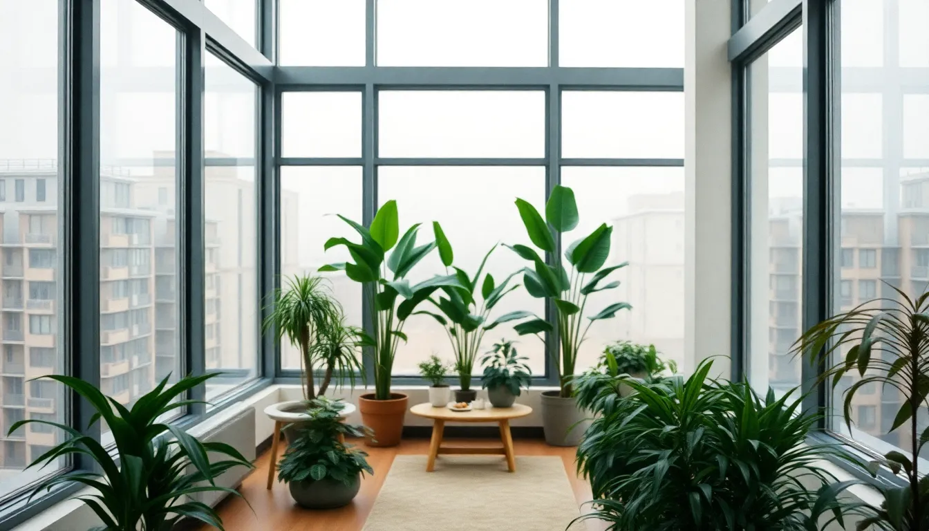 Calm Woman Practicing Yoga at Home A serene image of a woman practicing yoga in a tranquil home environment. The soft, natural light bathes the space, highlighting her focused expression and the simple elegance of her yoga mat. Surrounding potted plants add a refreshing touch of green, enhancing the overall calming atmosphere. The shallow depth of field ensures that the focus remains on the subject, creating a peaceful mood ideal for wellness themes.