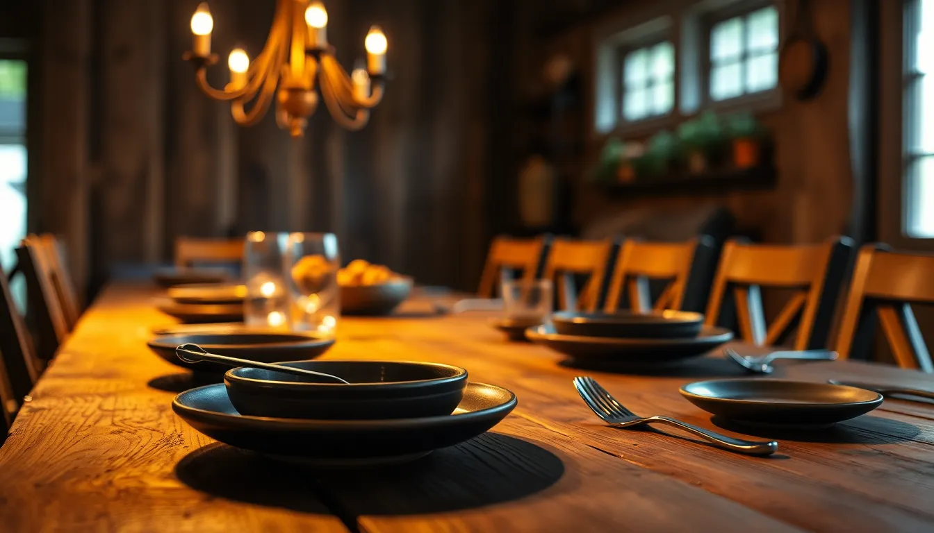 Rustic Wooden Table Set for a Meal