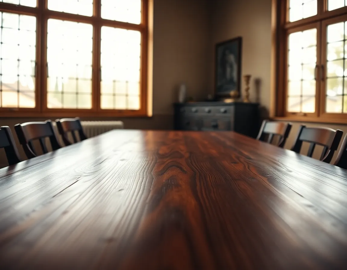 Elegant Mahogany Tabletop Reflection