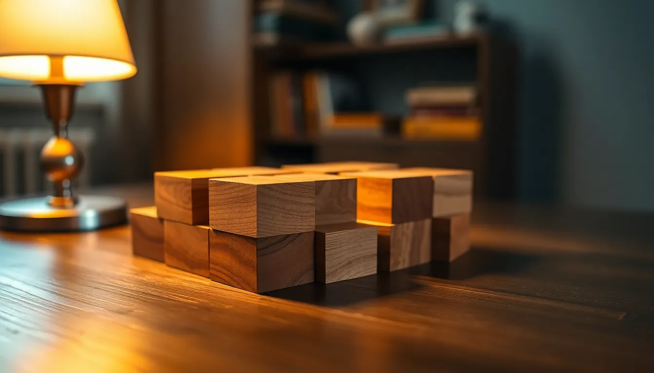 Geometric Arrangement of Cedar Wood Blocks