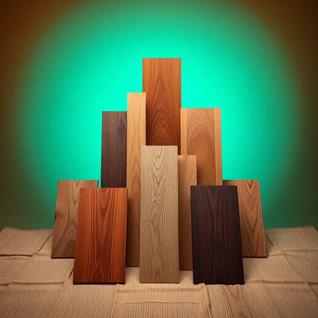 Diverse Wood Samples on Textured Cloth