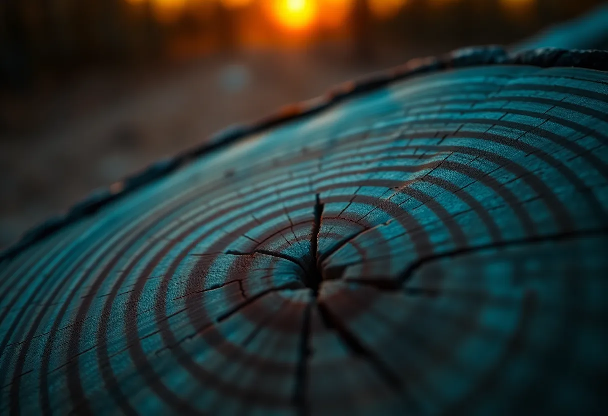 Cross-Section of a Log in Golden Hour