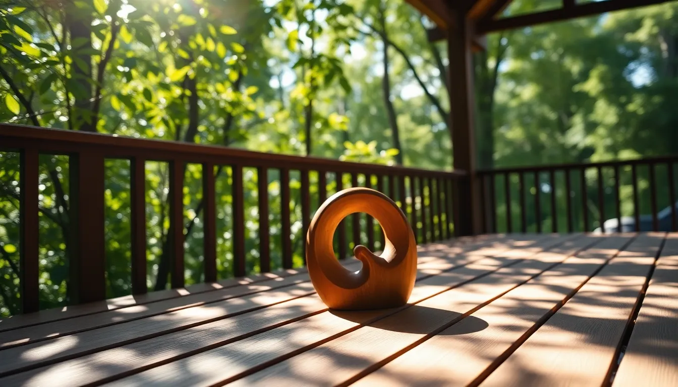 Carved Wooden Sculpture on Deck