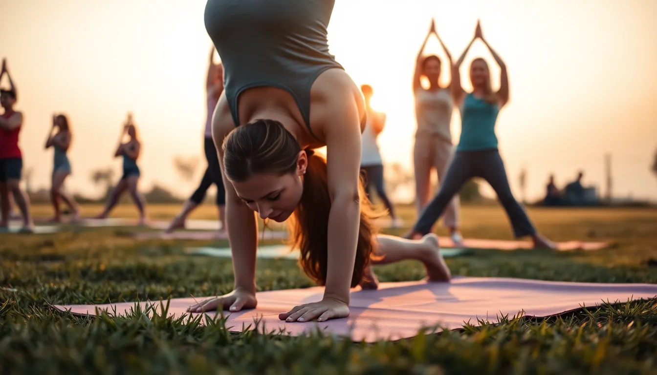 Early Morning Yoga Class Outdoors