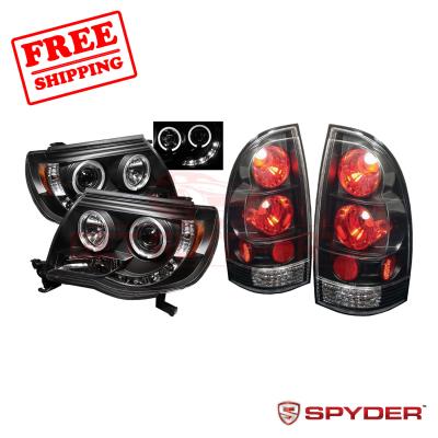 Spyder Halo LED Projector Headlights & Tail Lights Black for Toyota Tacoma 05-11