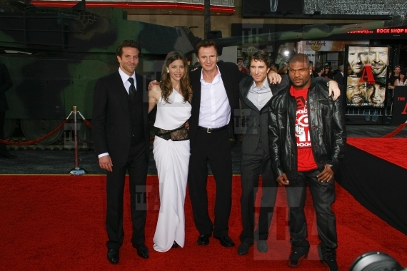 Bradley Cooper, Jessica Biel, Liam Neeson, Sharlto Copley, and Q