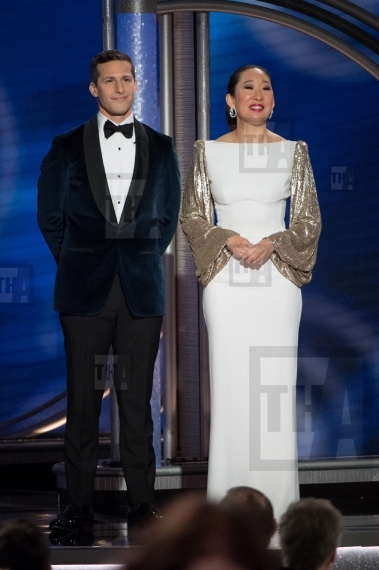 Hosts Andy Samberg and Sa