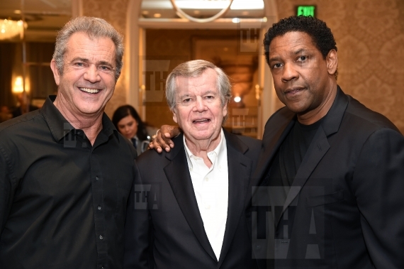 (L-R) Actor/director Mel Gibson, AFI Board of Directors Chair Robert A. Daly, and actor/director Denzel Washington