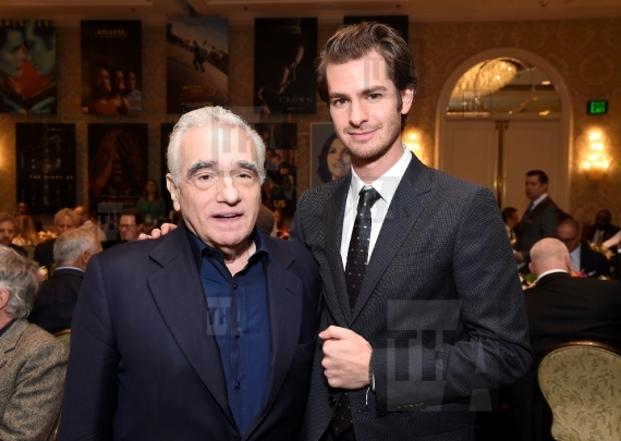 Director Martin Scorsese (L) and actor Andrew Garfield