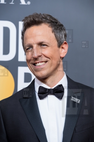 Host, Seth Meyers arrives at the 75th An...