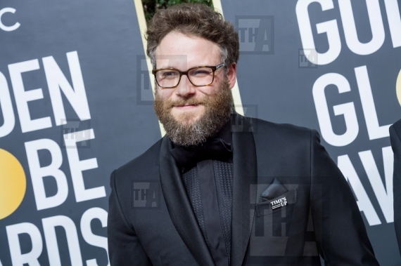 Seth Rogen arrives at the 75th Annual Go...