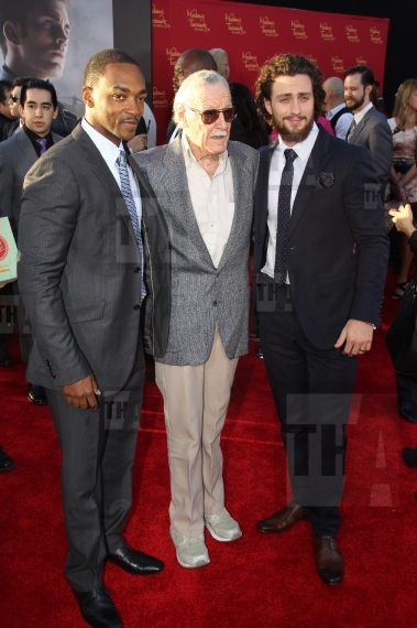Anthony Mackie, Stan Lee and Aaron Taylor-Johnson