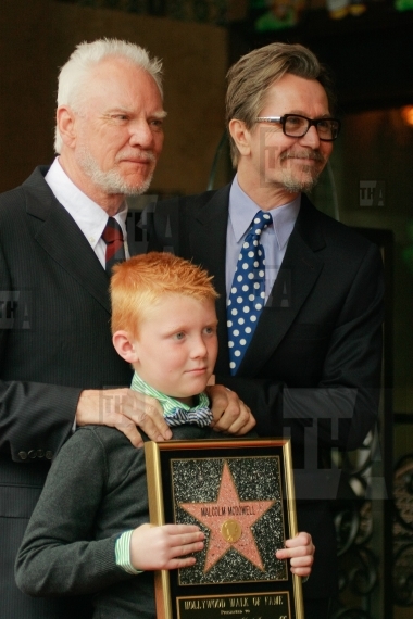 Malcolm McDowell, son Beckett and Gary Oldman
