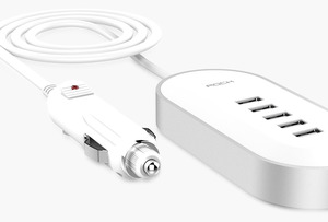 ROCK Car charger with extensive port White 