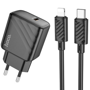 Hoco CS22A Value PD30W + Type-C to Lightning Cable Black