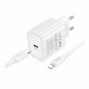 Borofone BA84A 1USB-C PD/QC 30W + Type-C to Lightning Cable White