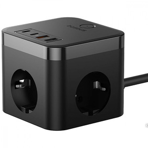 Baseus PowerCombo Cube Power Strip 3xAC+2xUSB+2xType-C 30W 1.5m Black (E00066400117-00)