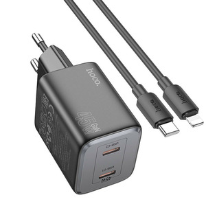 Hoco N42 Elogiado 2USB-C 45W + Type-C to Lightning Black