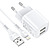 Hoco N8 2.4A | 2U + Lightning Cable 1m White