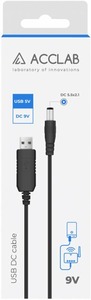 Кабель живлення ACCLAB USB to DC 5,5х2,1 мм, 9V, 1A (чорний) (1283126552830)