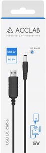 Кабель живлення ACCLAB USB to DC 5,5х2,1 мм, 5V, 1,5A (чорний) (1283126552816)