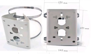 Кронштейн для монтажа камер на столбы/трубы с хомутами (материал - сталь2.5 мм, крашеная, цвет белый