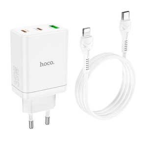 Hoco N33 Start PD35W (2C1A) + Type-C to Lightning Cable White