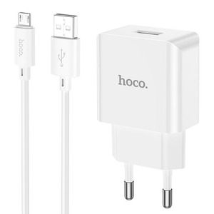 Hoco C106A Leisure single port + MicroUSB Cable White