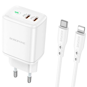 Borofone BN9 Reacher PD/QC 35W + Type-C to Lightning Cable White