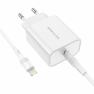 Borofone BA57A Easy Speed PD 20W 3A + Type-C to Lightning Cable White