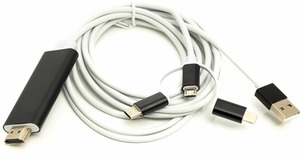 PowerPlant HDMI (M) - Lightning, Type-C, mirco USB, 1 м (CA911912)