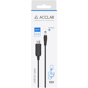 Кабель живлення ACCLAB USB to DC 5,5х2,5 мм, 12V, 1A (чорний) (1283126552847)