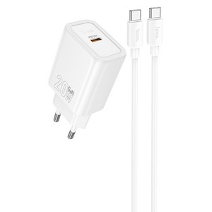 Hoco N60 Gentle PD20W (1USB-C) + Type-C to Type-C Cable White
