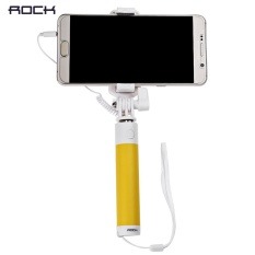 Rock Mini S Selfie stick with wire control & mirror (Yellow)