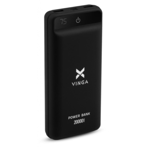 Vinga 20000 mAh QC3.0 Display soft touch black (VPB2QLSBK)
