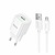 Hoco C145A 1USB QC 18W + MicroUSB Cable White