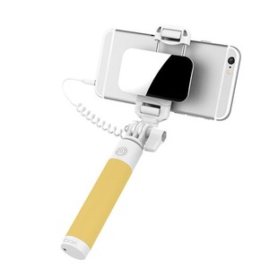 Rock Mini Selfie stick with wire control (Yellow)