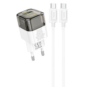 Hoco C131A Platium PD30W+QC3.0 + Type-C to Type-C Cable Transparent black