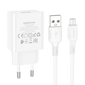 Borofone BA74A Aspirer USB 10.5W + MicroUSB Cable White