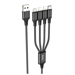 HOCO X76 Super Combo 4-in-1 (2L+-C+M) 2A 1m Black