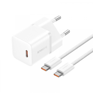 Baseus GaN5 USB-C 20W + Type-C to Type-C 100W 1m White (P10110900213-01)