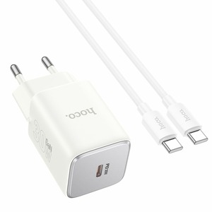 Hoco N43 Vista 1USB-C 30W + Type-C to Type-C White