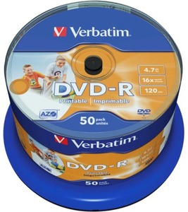 Verbatim DVD-R 4.7Gb 50pcs Printable 43649
