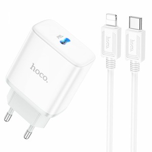 Hoco C104A Stage single port PD20W + Type-C to Lightning Cable White